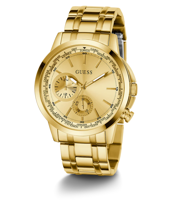 GUESS MEN'S GOLD TONE MUTUI-FICTION WATCH GW049002