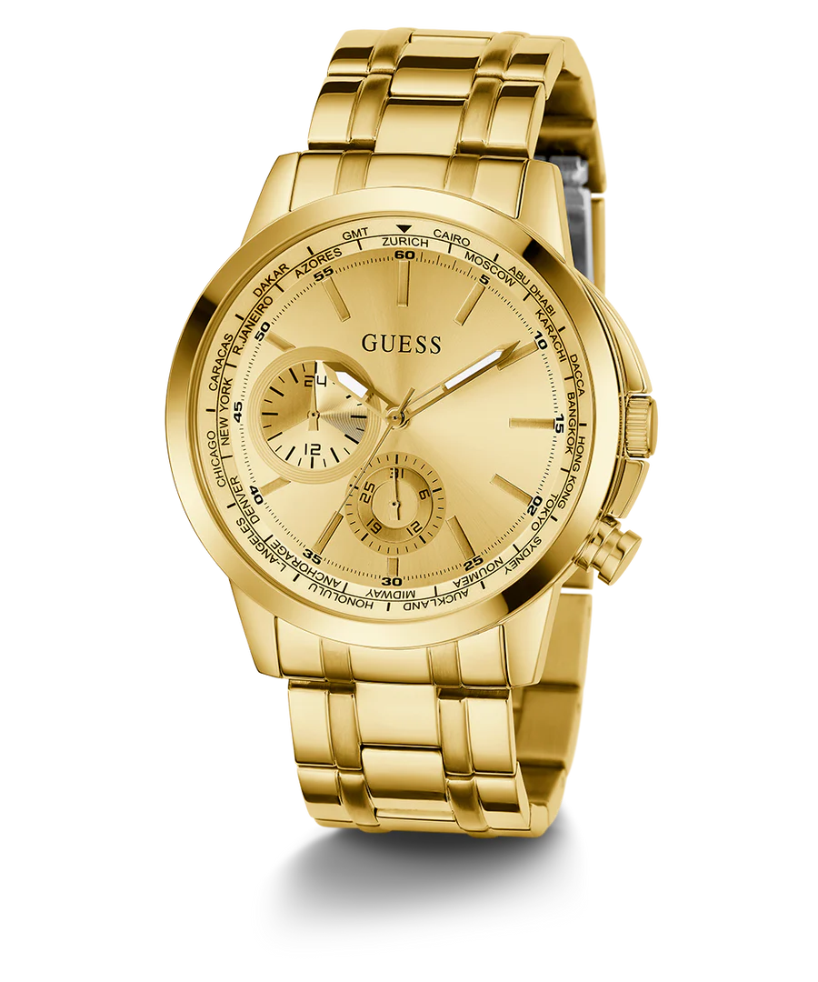 GUESS MEN'S GOLD TONE MUTUI-FICTION WATCH GW049002