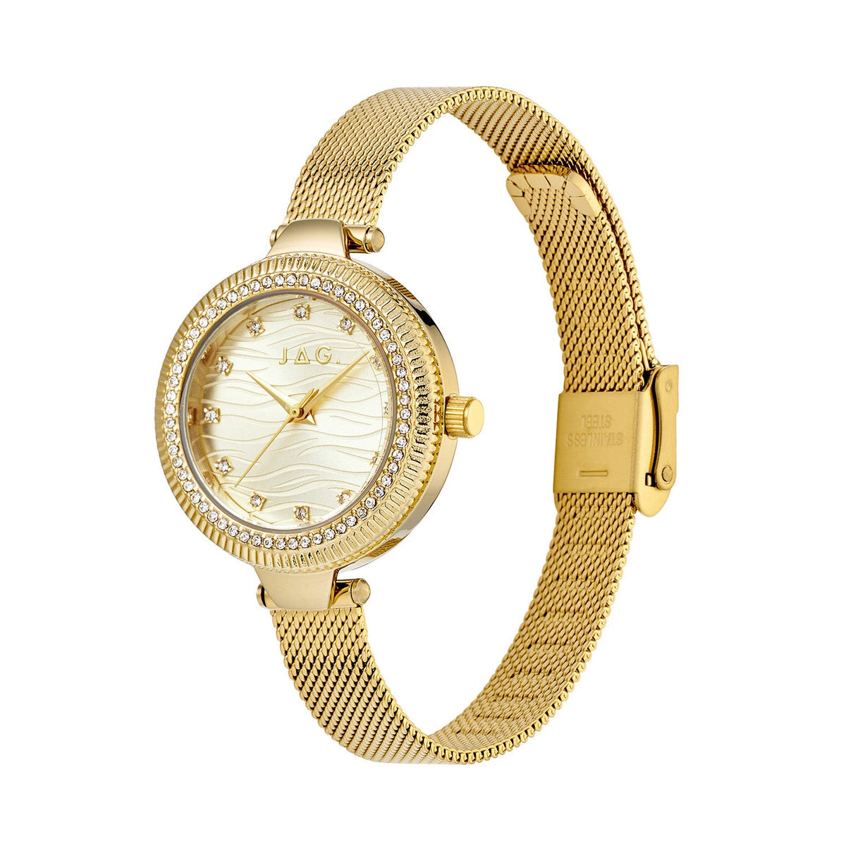 Jag Maddy Gold Dial Gold Steel Womens Watch J3067A