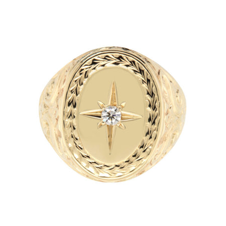 Large diamond signet ring